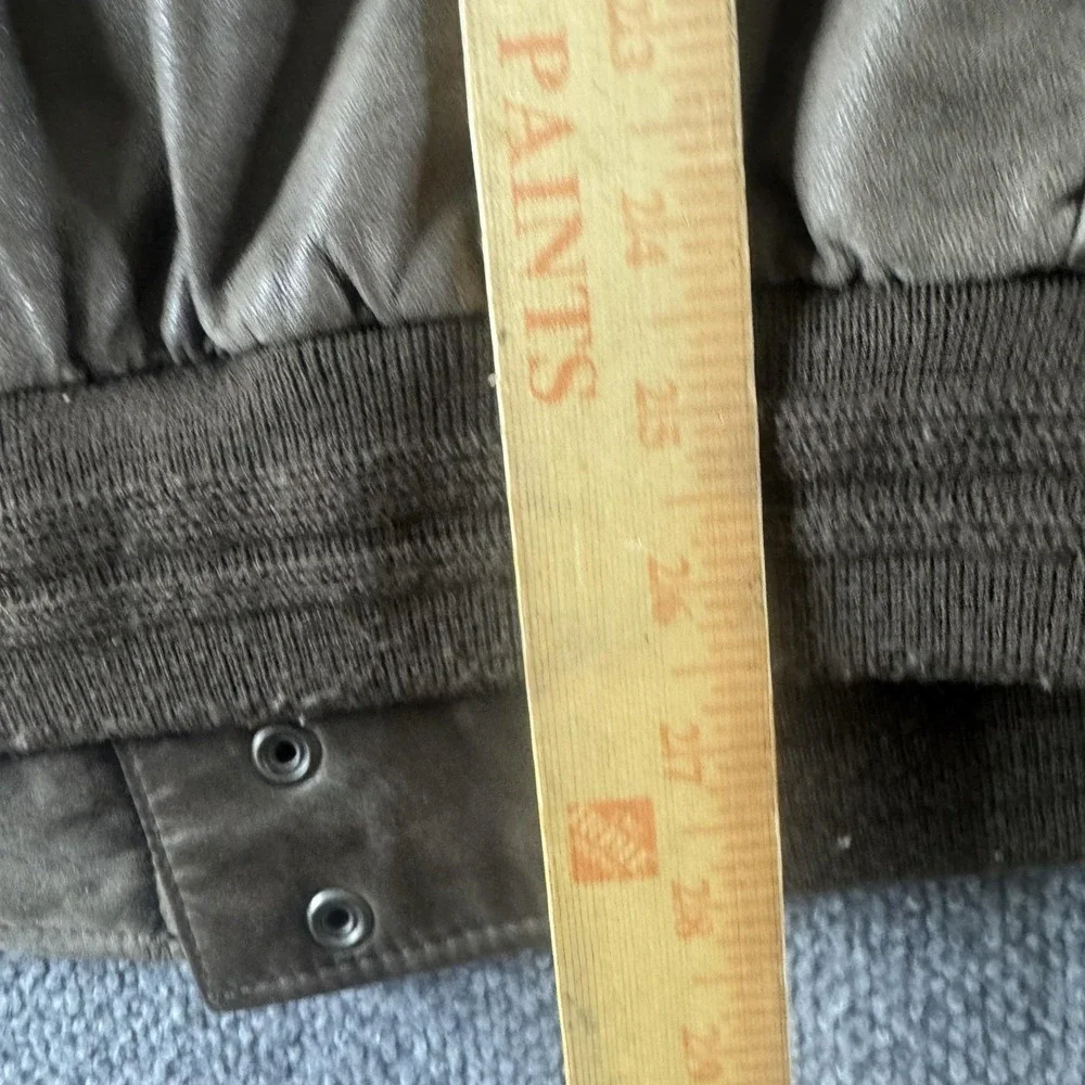 Roundtree & Yorke Jacket Mens XL Brown Leather Bomber Full Zip Lined Insulated